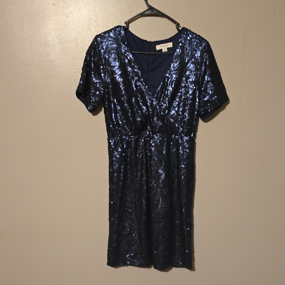 Francesca’s Navy‎ Blue Sequin Mini Dress Womens Size Small